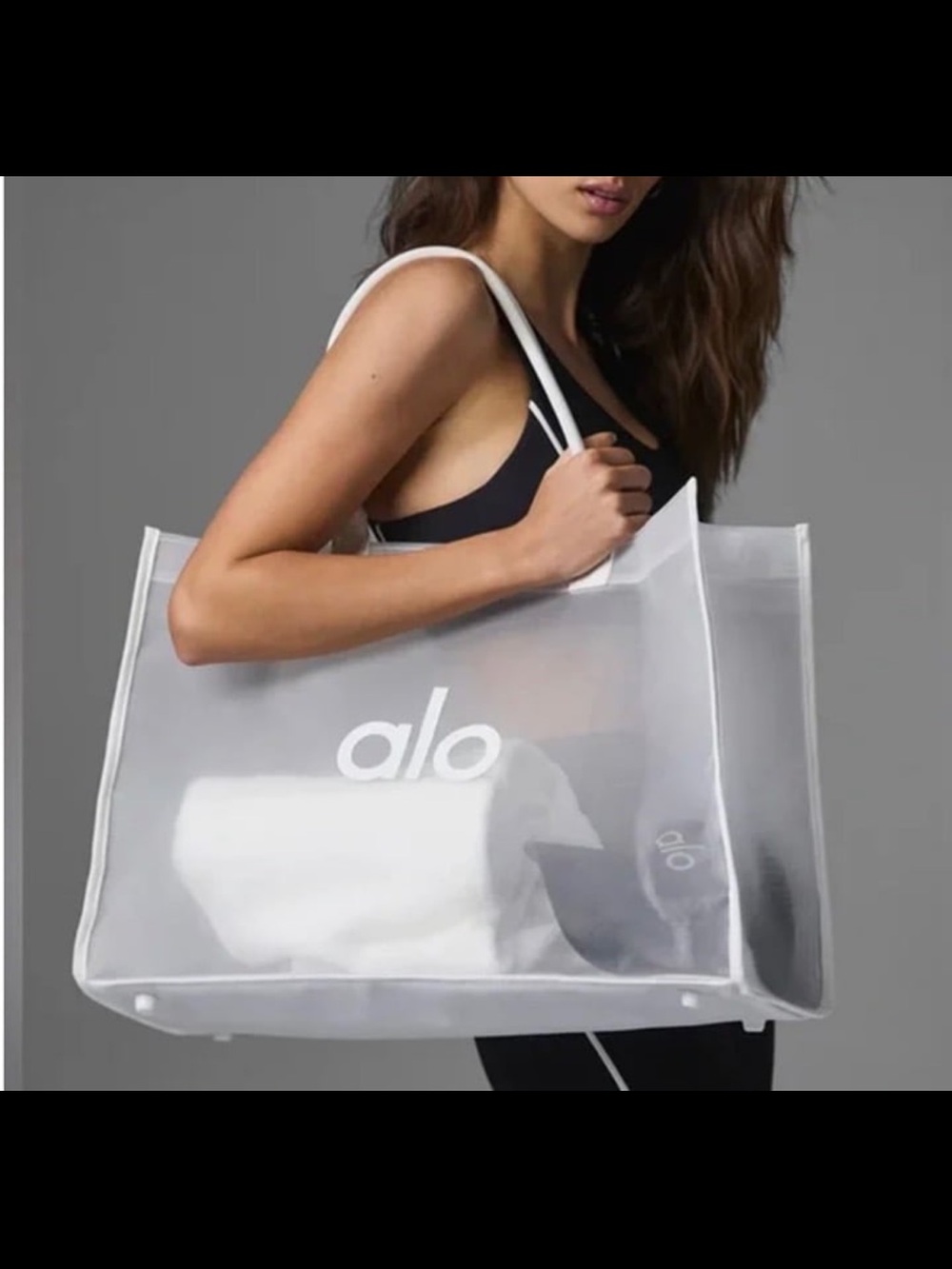 ALO Yoga White Sheer Mesh Tote
